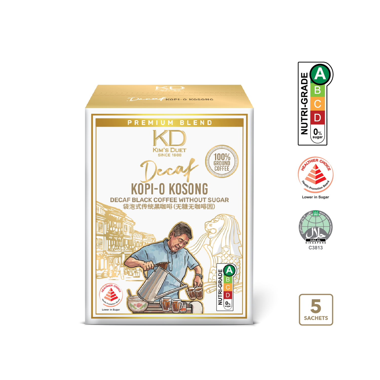 DECAF Kopi-O Kosong (New!) Box of 5 Sachets
